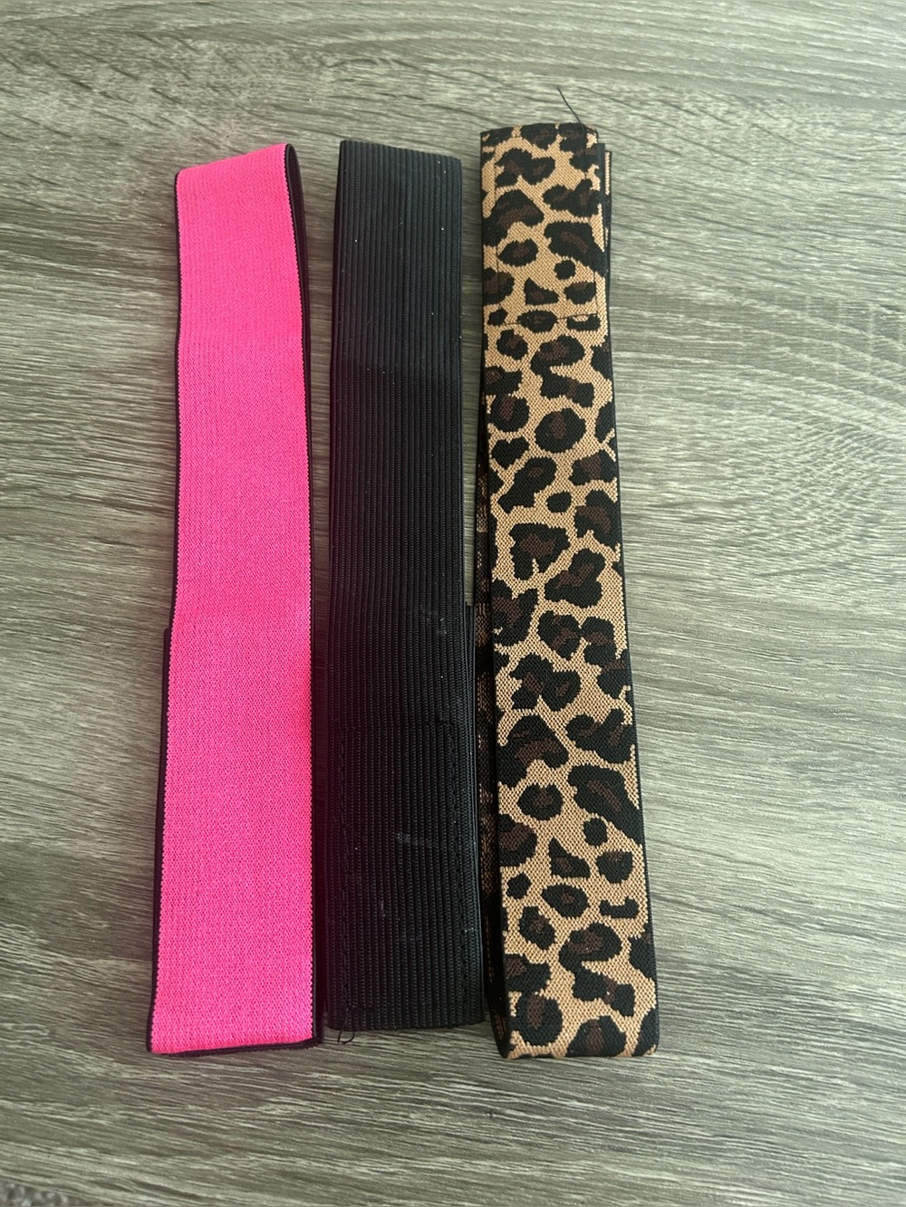 Elastic Hair Bands - Pink, Black & Leopard Print Set